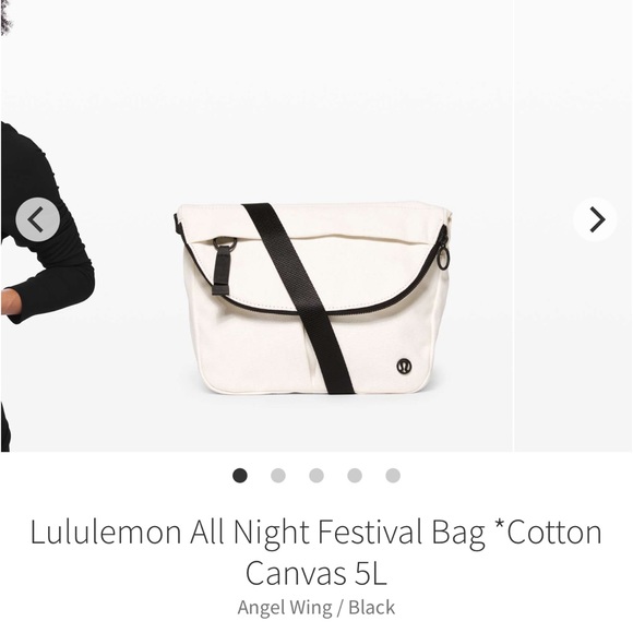 🆕 5L ANGEL WING/BLACK - NWT lululemon all night festival bag *COTTON CANVAS - Picture 1 of 16